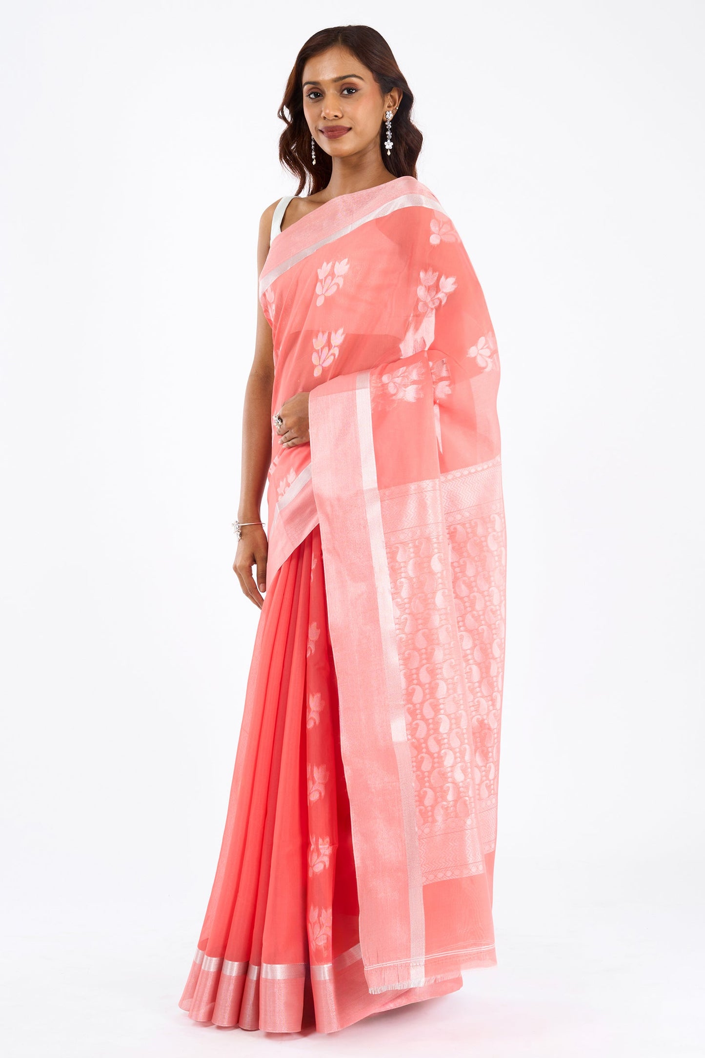 Teejh Pichola Silk Cotton peach saree