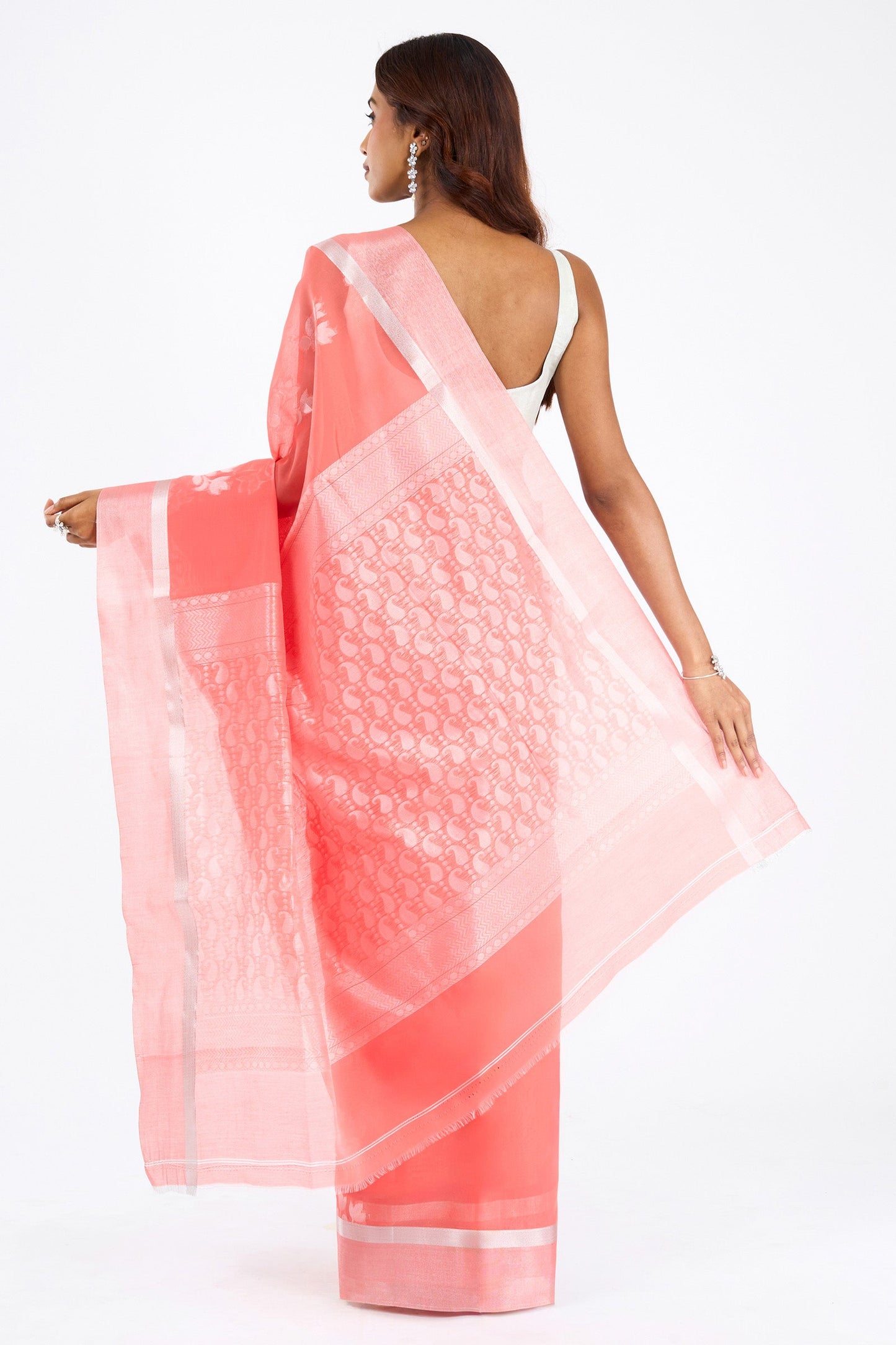 Teejh Pichola Silk Cotton peach saree
