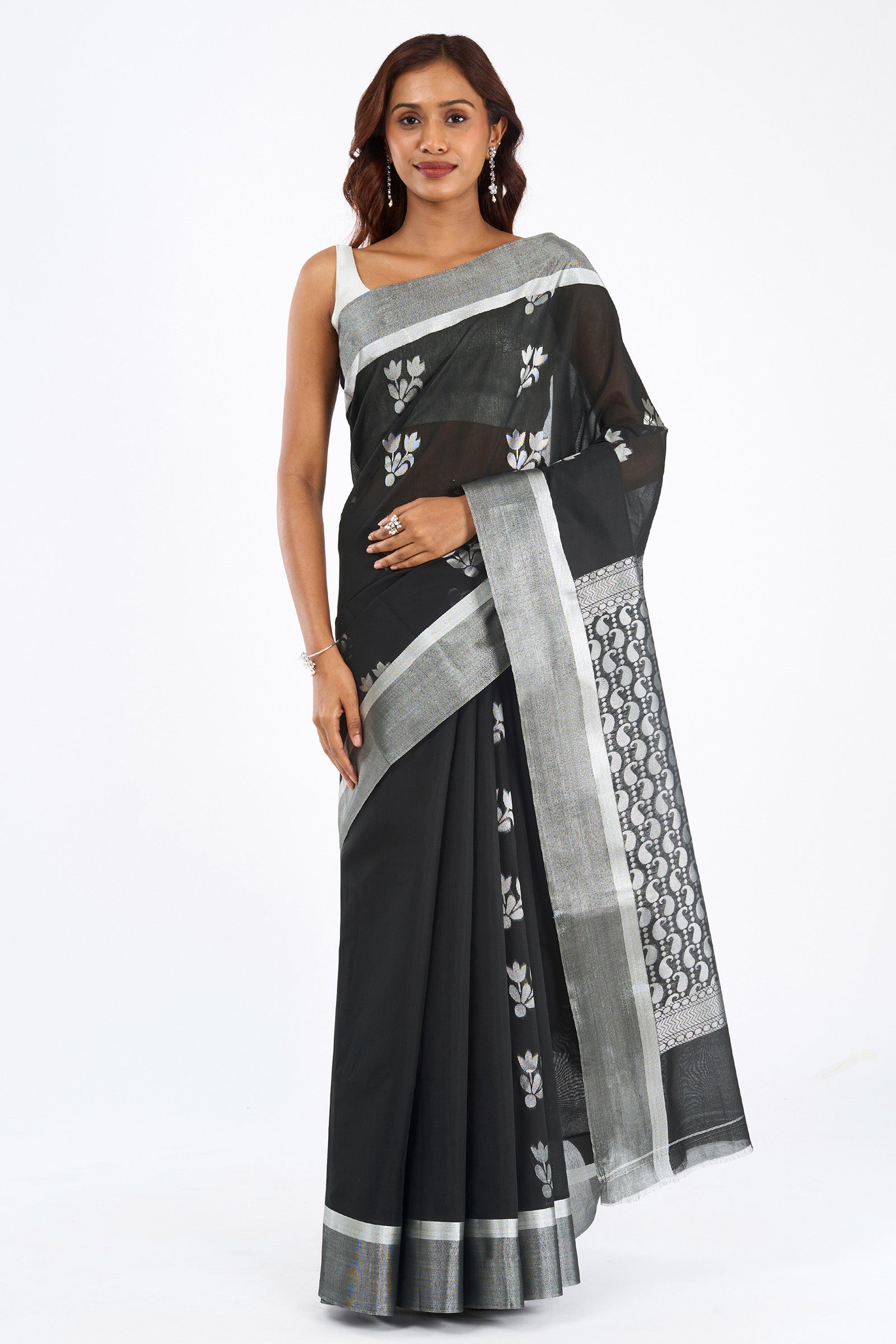 Teejh Fateh  Silk Cotton Black saree