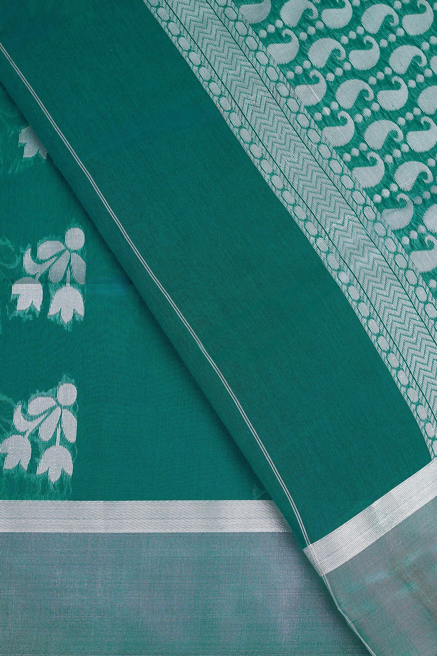Teejh Bhimtal Silk Cotton Teal saree
