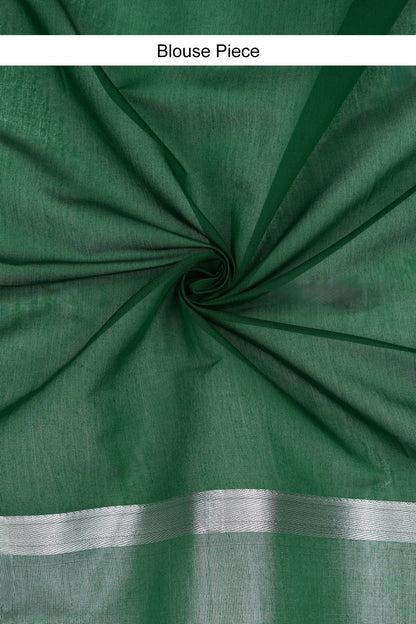 Teejh Chilika Silk Cotton Bottle Green saree