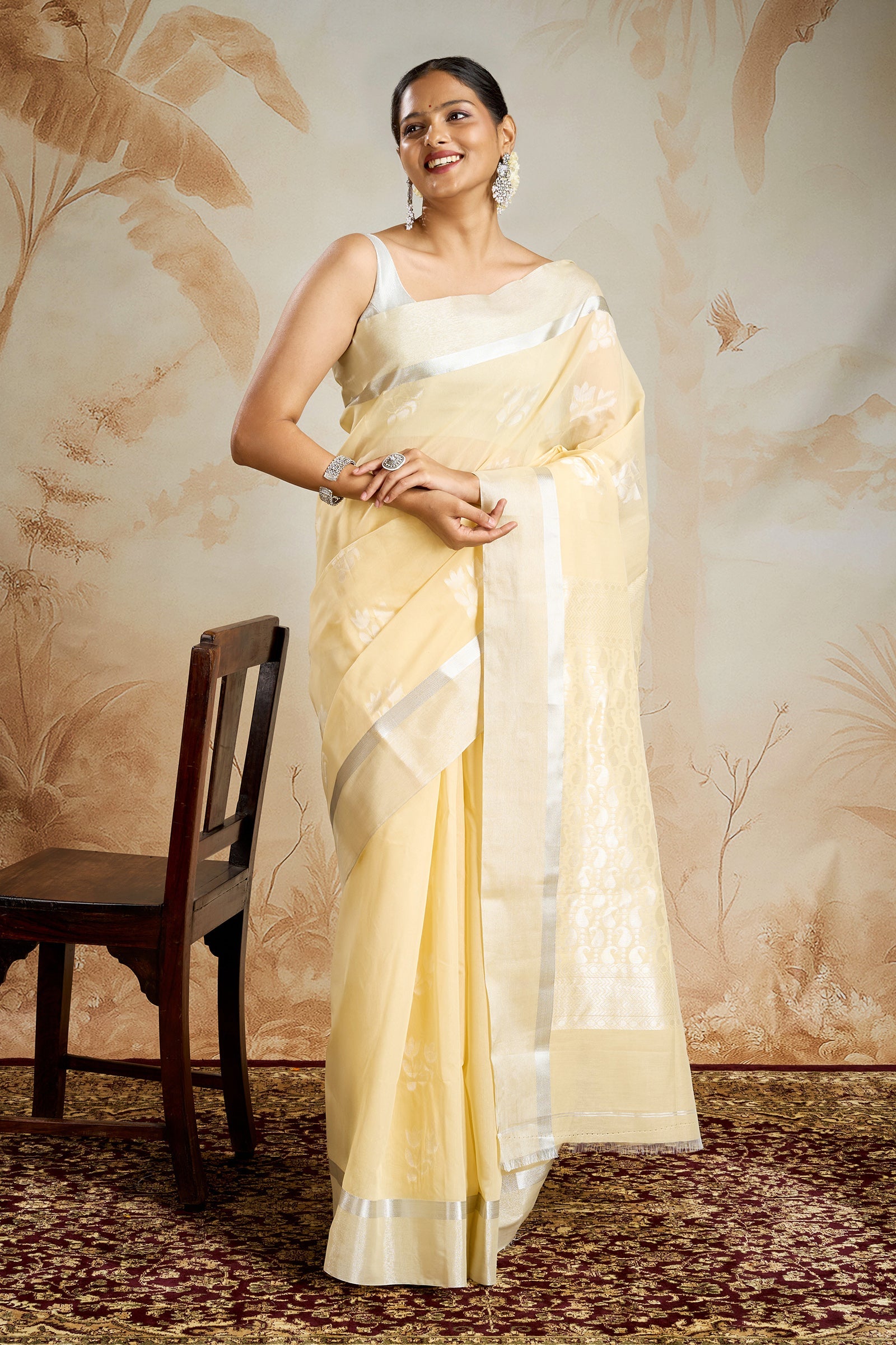 Teejh Kolleru Silk Cotton Beige saree