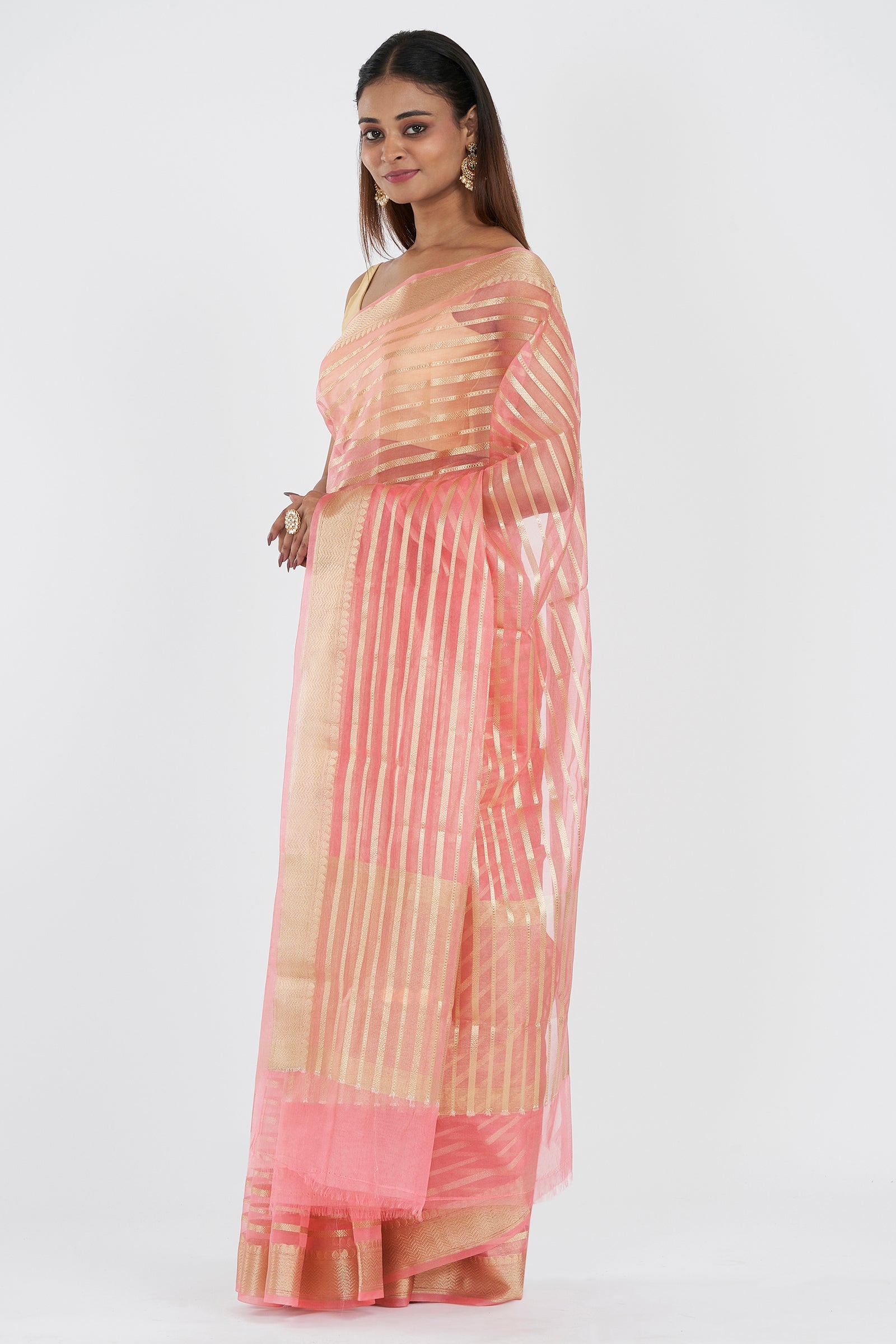 Teejh Sanvi Pink Organza Lining Saree