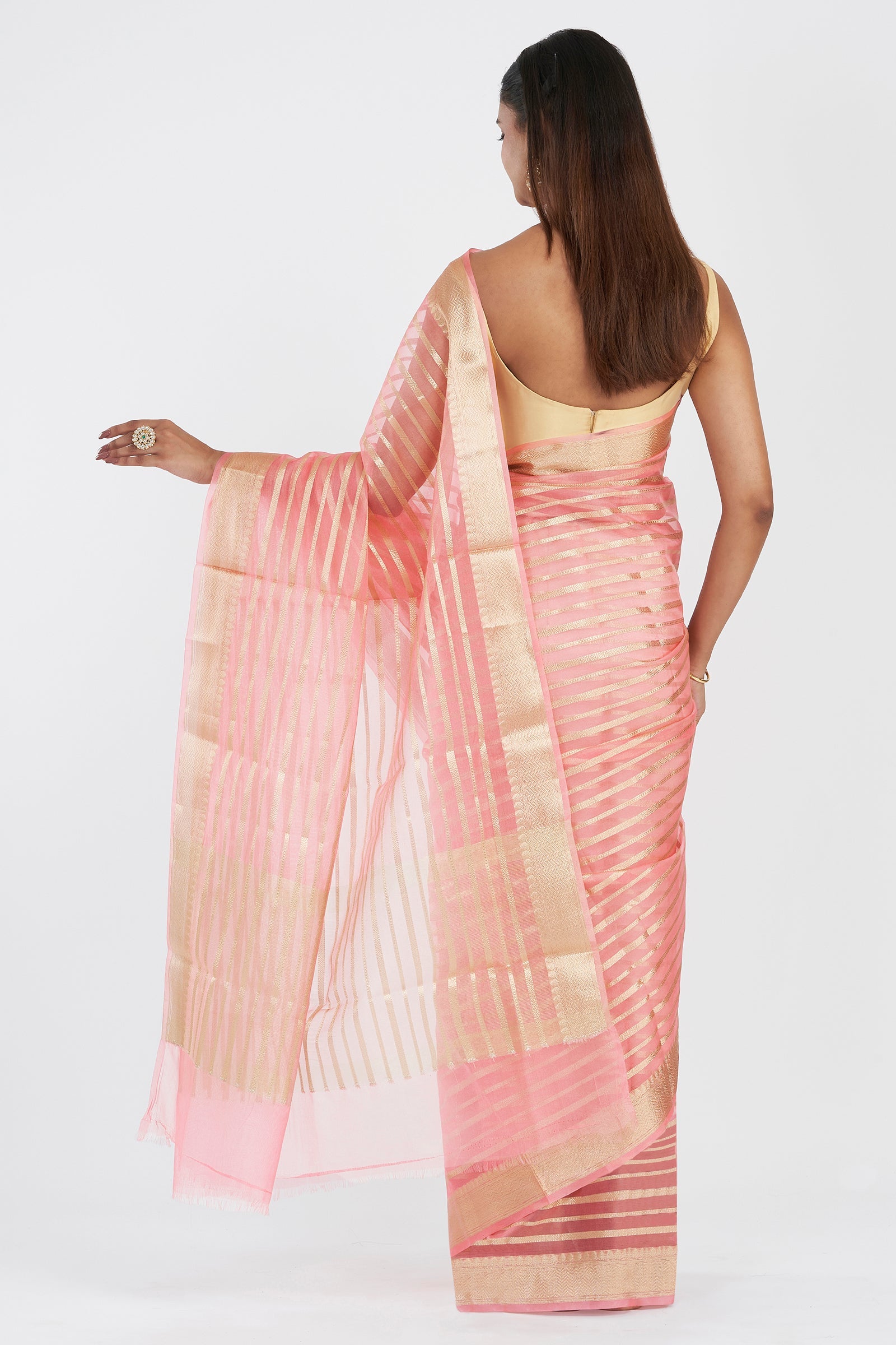 Teejh Sanvi Pink Organza Lining Saree