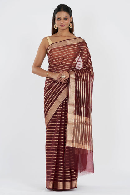 Teejh Ruby Maroon Organza Lining Saree