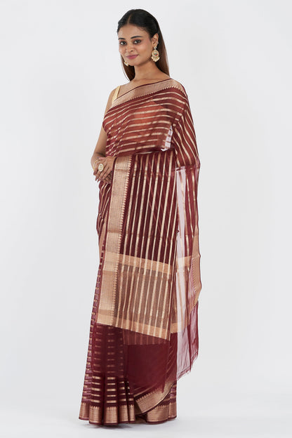 Teejh Ruby Maroon Organza Lining Saree