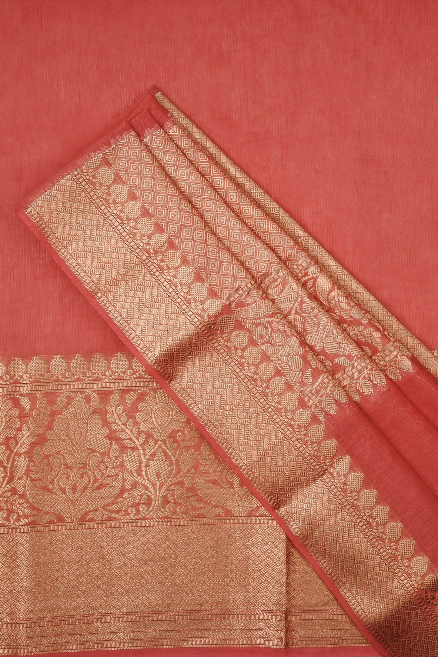 Teejh Vasu Tomato Red Banarasi Silk Linen Saree