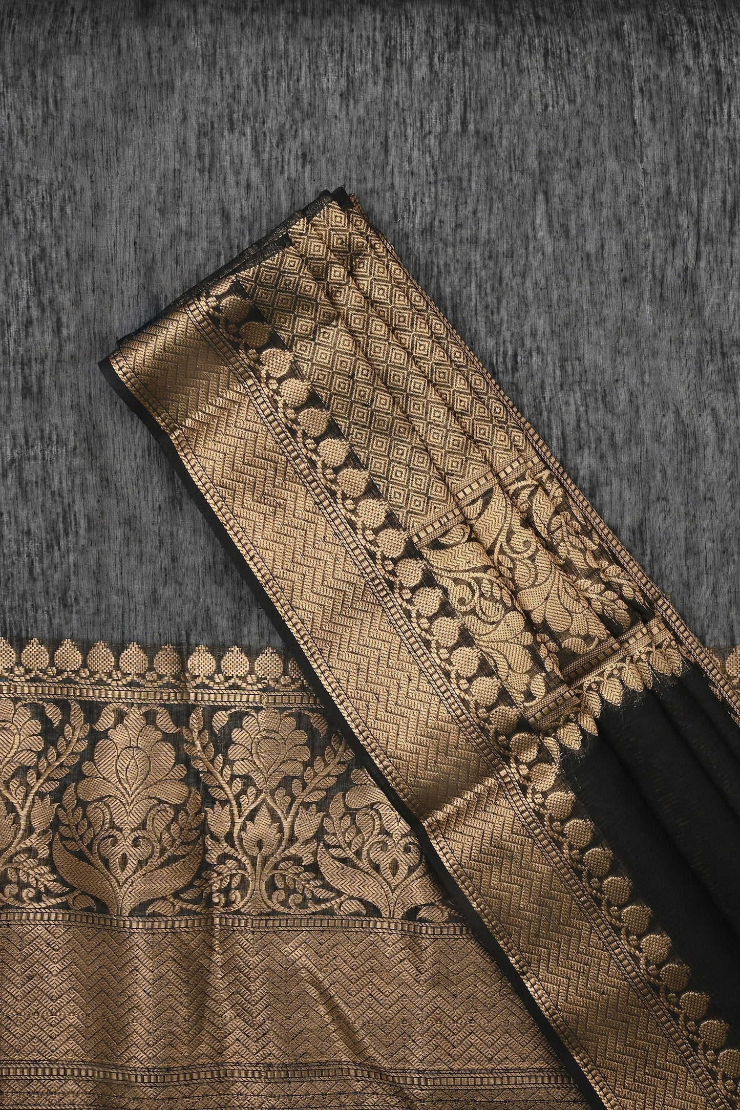 Teejh Tithi Black Banarasi Silk Linen Saree