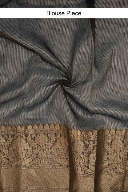 Teejh Tithi Black Banarasi Silk Linen Saree