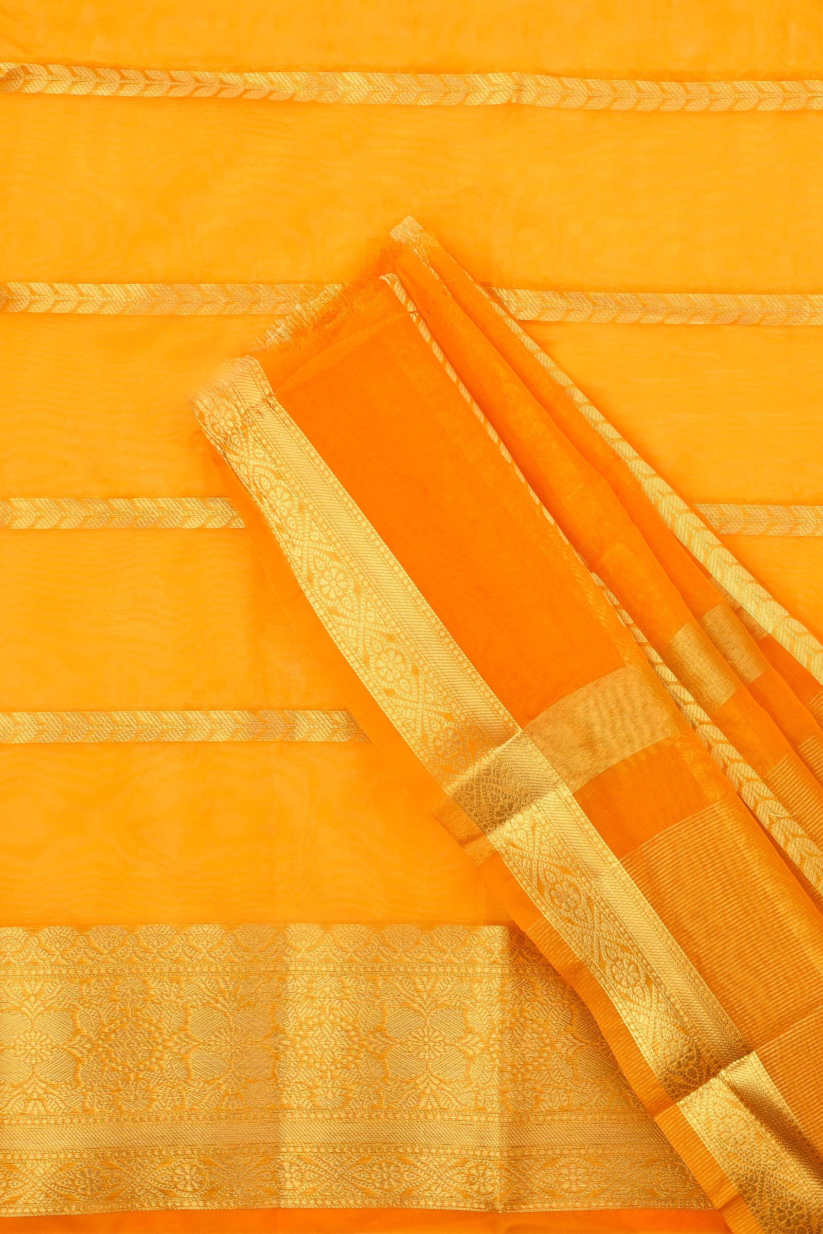 Teejh Bahmani Mustard Banarasi Semi Georgette Silk Saree