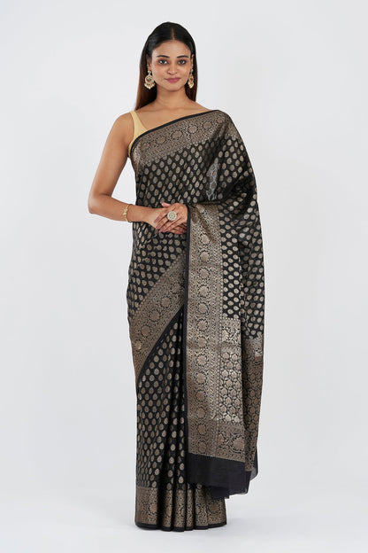 Teejh Sobika Black Chiffon Silk Saree