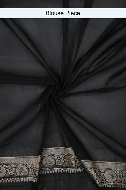 Teejh Jahnavi Black Banarasi Semi Georgette Silk Saree