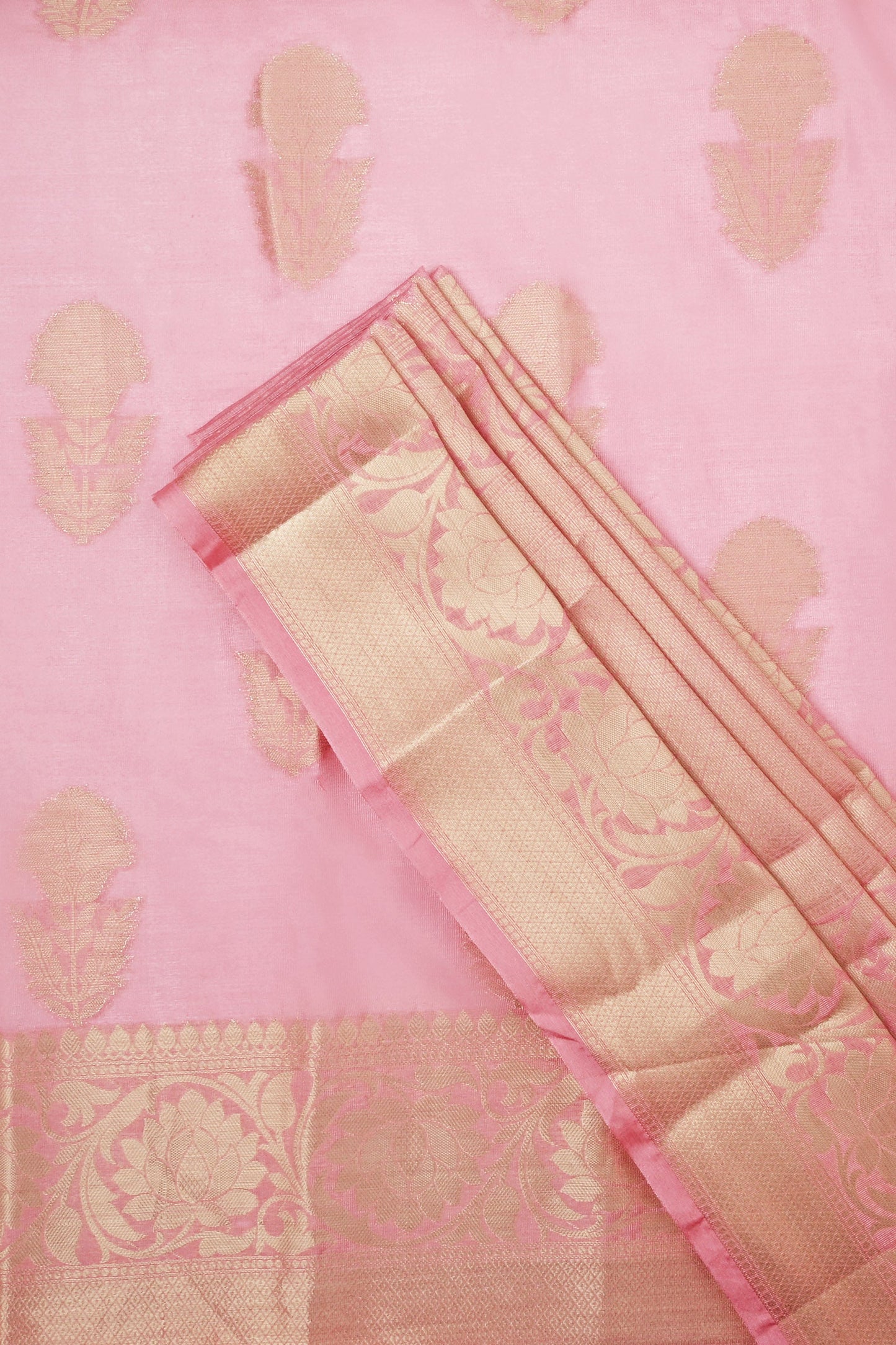 Teejh Shreeti Pink Banarasi Semi Chiffon Warm Silk Saree