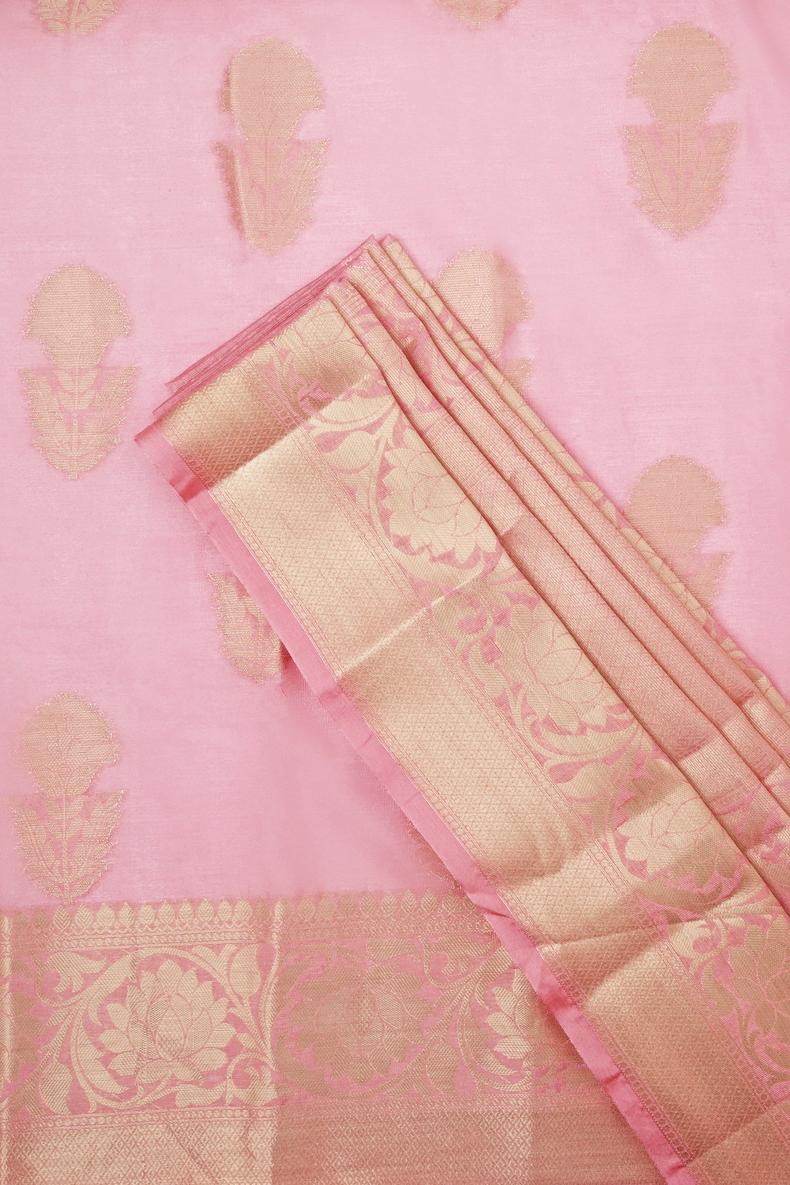 Teejh Shreeti Pink Banarasi Semi Chiffon Warm Silk Saree