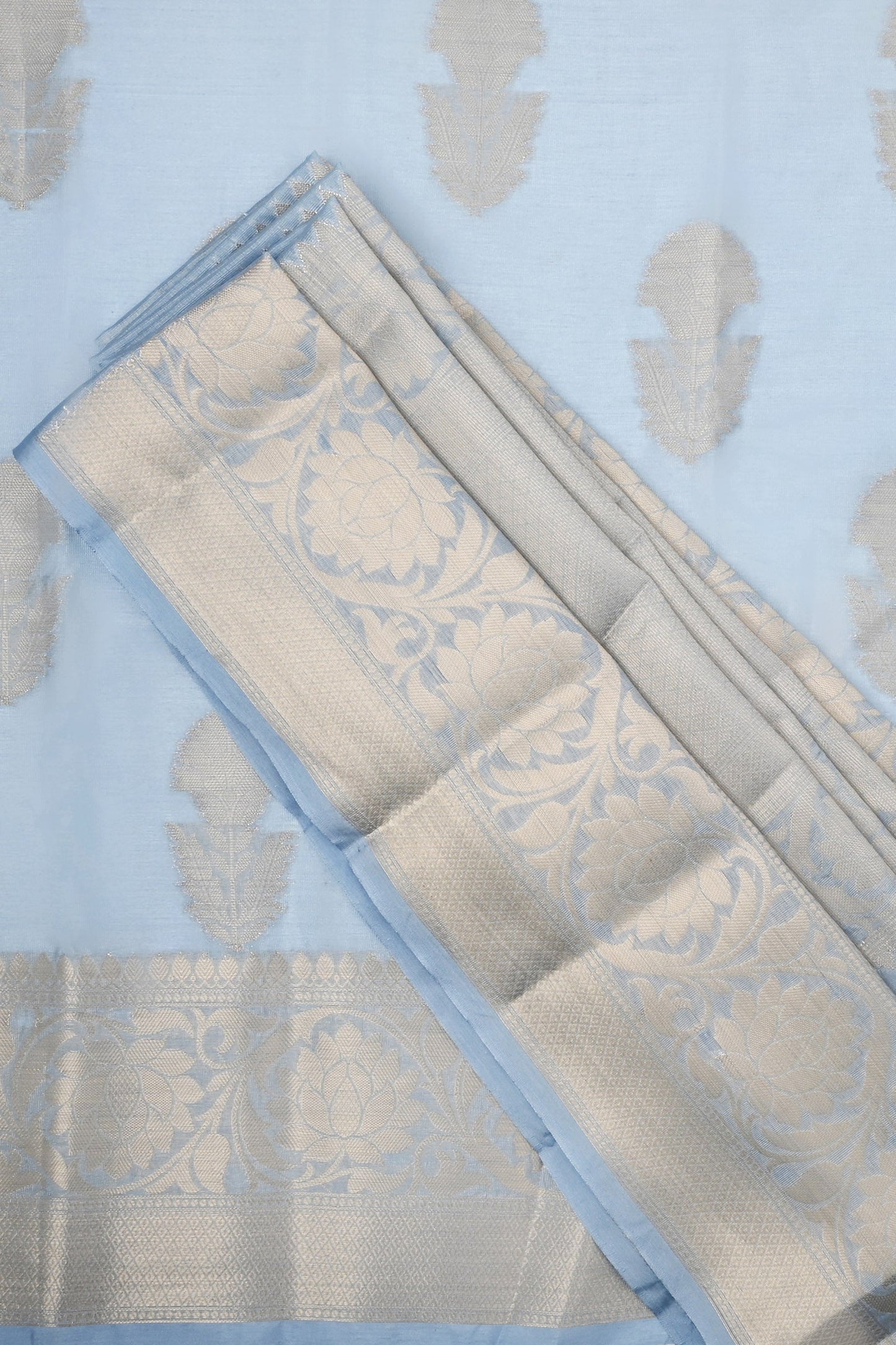 Teejh Sanika Blue Banarasi Semi Chiffon Warm Silk Saree