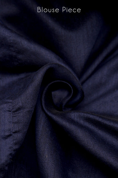Teejh Indigo Blue Box Handloom Sequin Saree