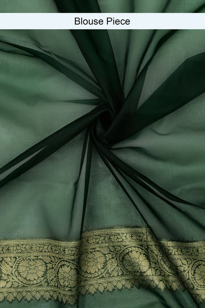 Teejh Suba Forest Green Banarasi Semi Kora Silk