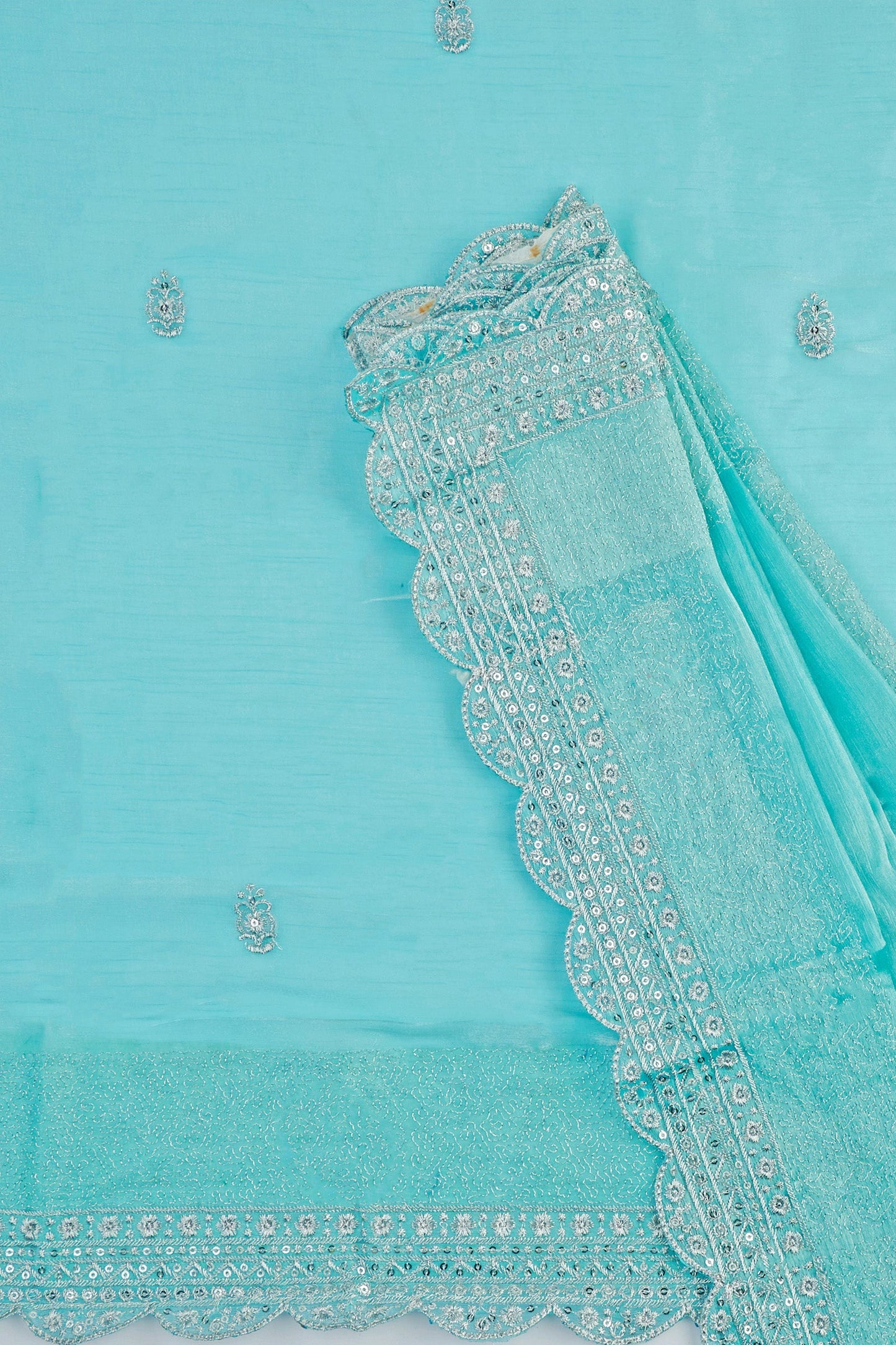 Teejh Geetanjali Blue Shimmer Tissue Saree