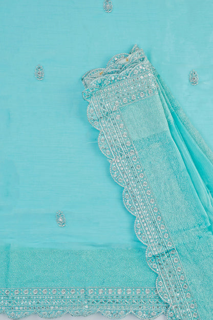 Teejh Geetanjali Blue Shimmer Tissue Saree