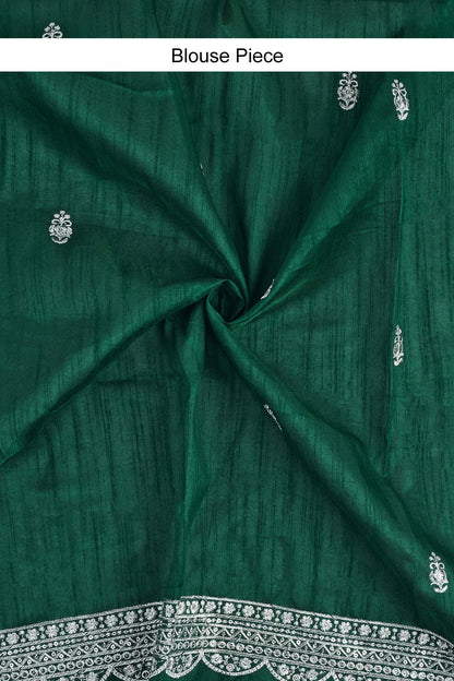 Teejh Geetanjali Green Shimmer Tissue Saree