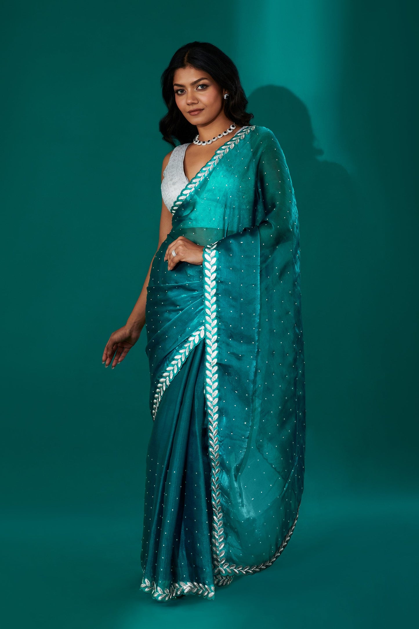 Teejh Harichandana Teal Tissue Saree