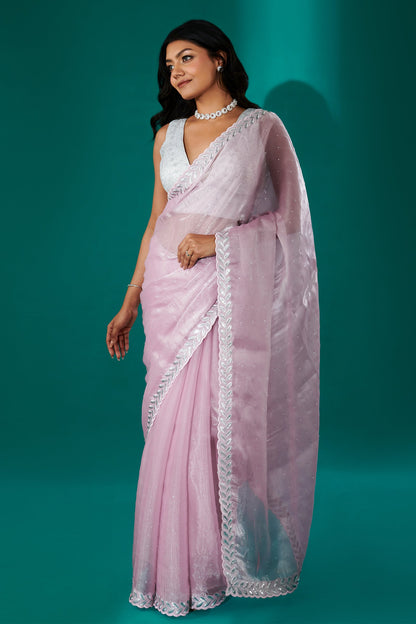 Teejh Harichandana Baby Pink Tissue Saree