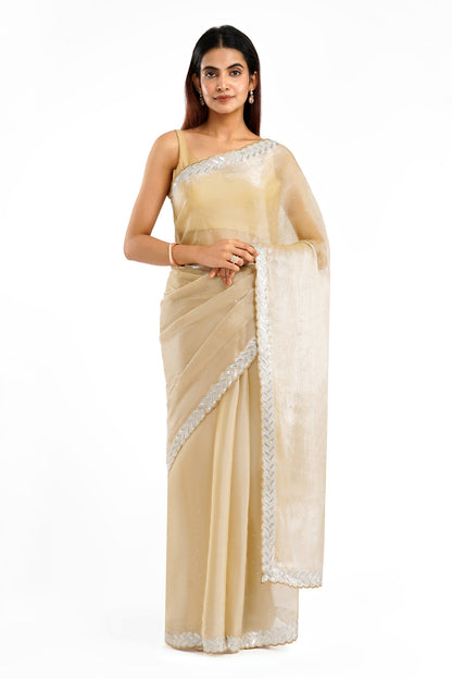 Teejh Harichandana Beige Tissue Saree