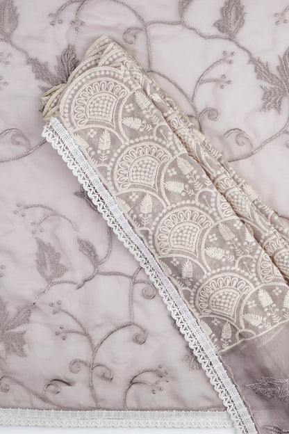 Teejh Kushboo Silver Mauve Organza Saree