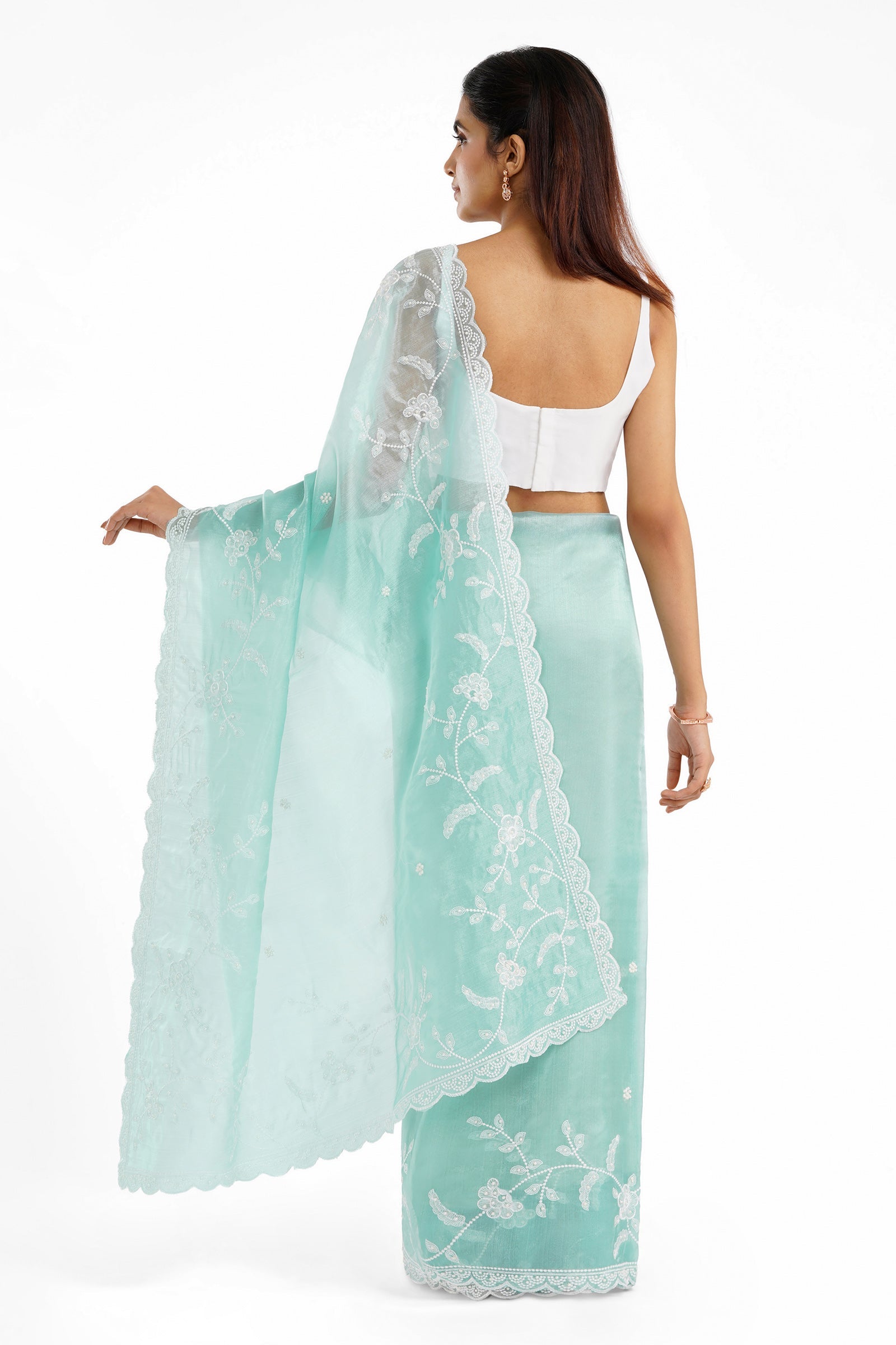 Teejh Eshani Blue Organza Saree
