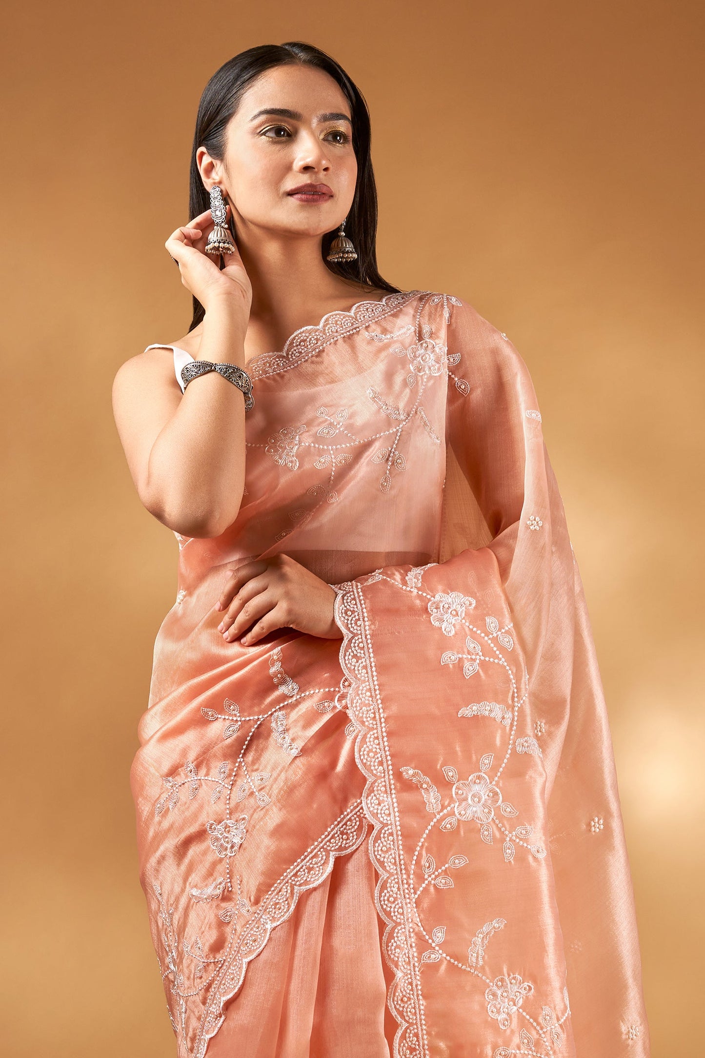 Teejh Urmisha Coral Organza Saree
