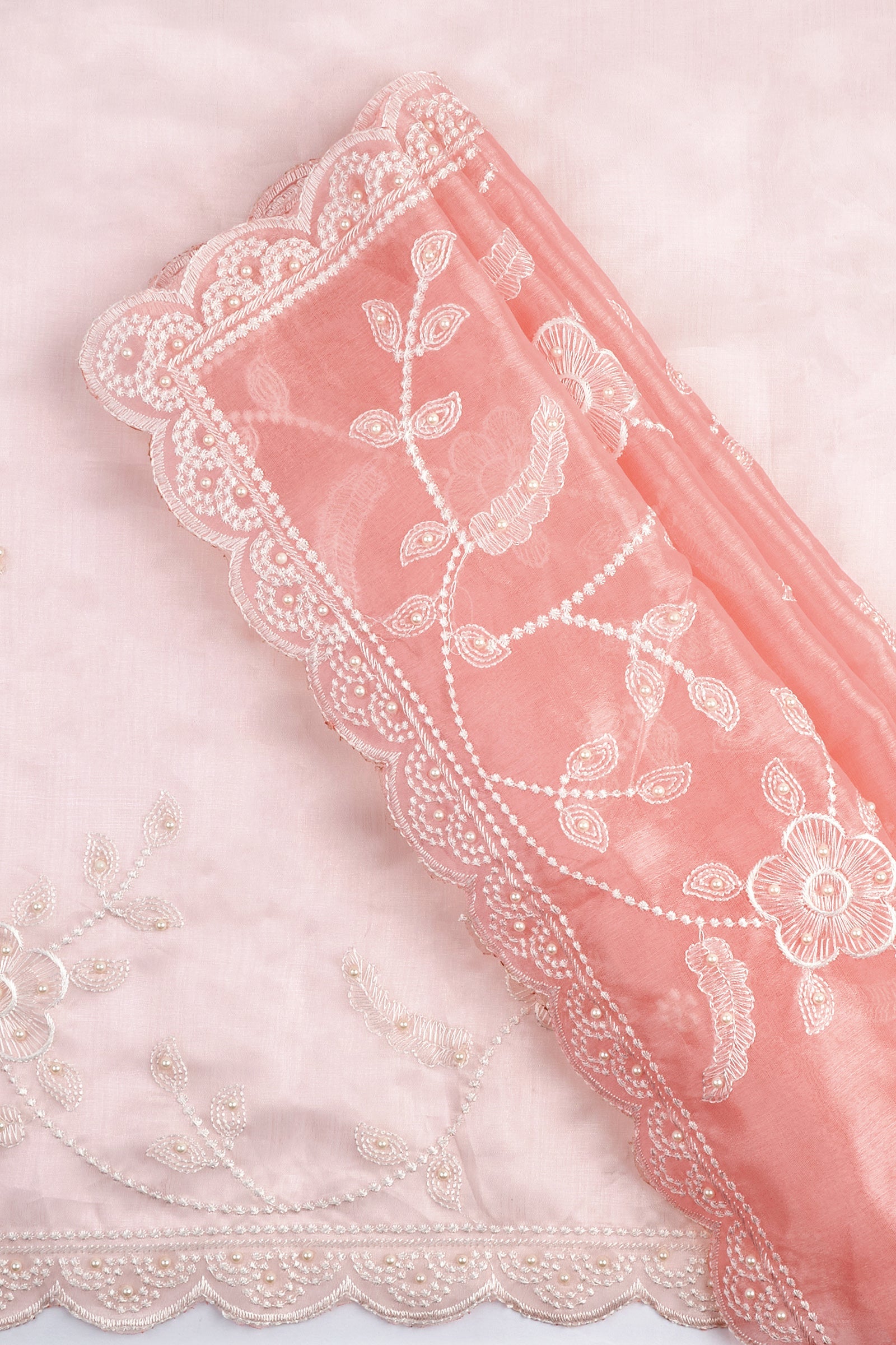 Teejh Urmisha Peach Pink Organza Saree