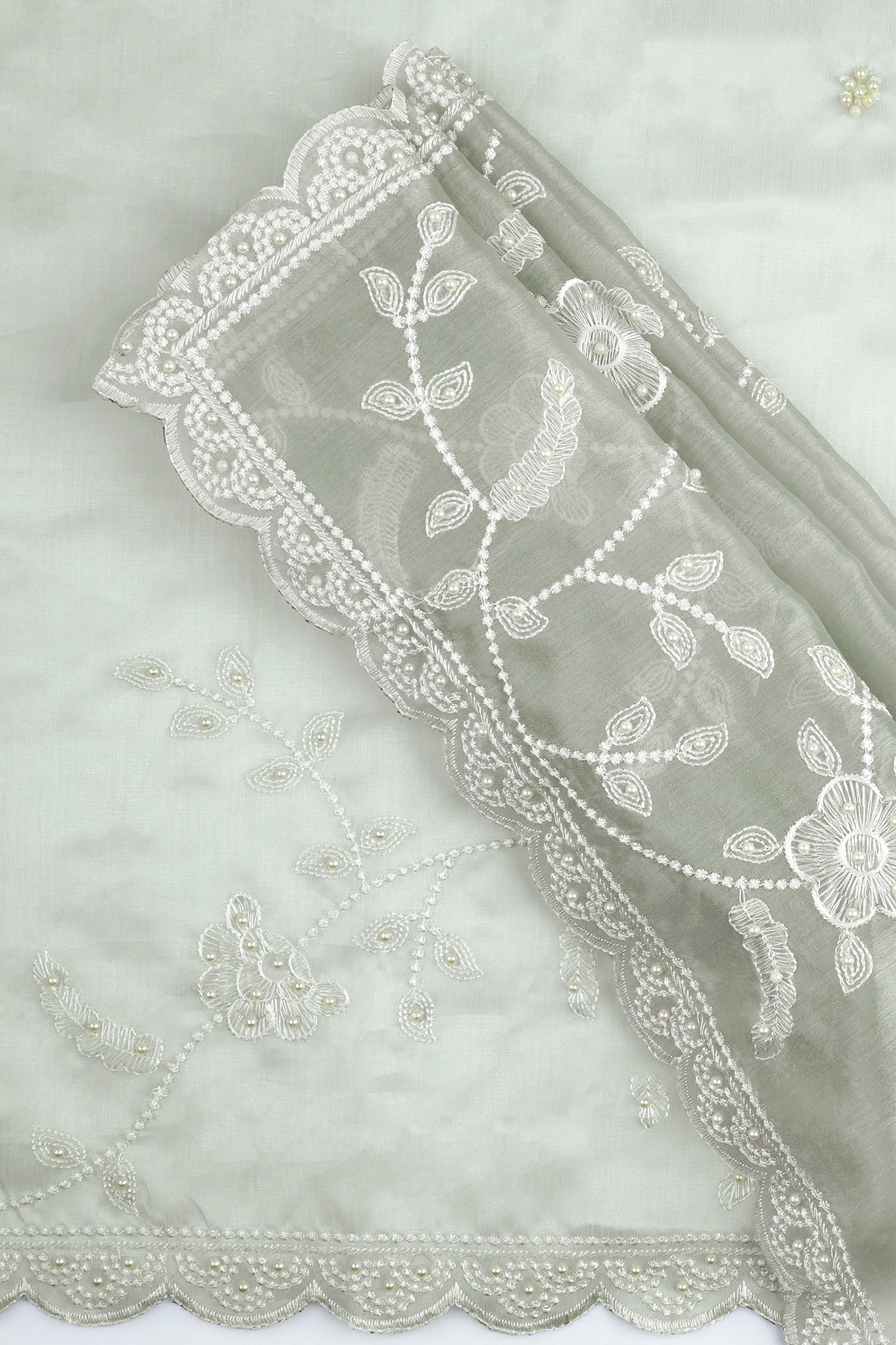 Teejh Urmisha Grey Organza Saree