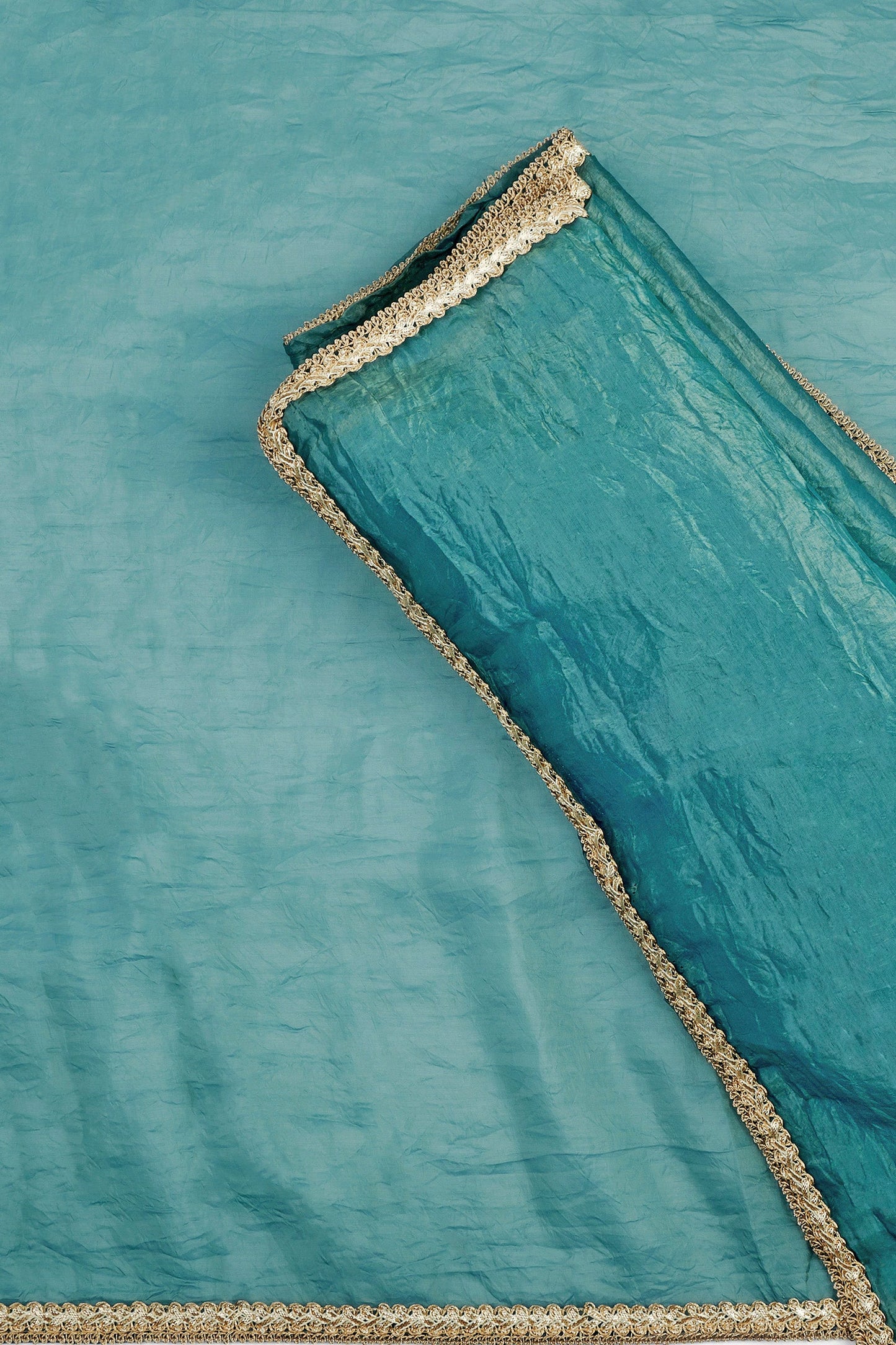 Teejh Teertha Teal Shimmer Tissue Saree