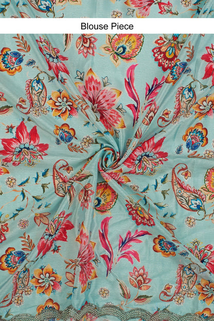 Teejh Kaanch Sky Blue Shimmer Tissue Saree