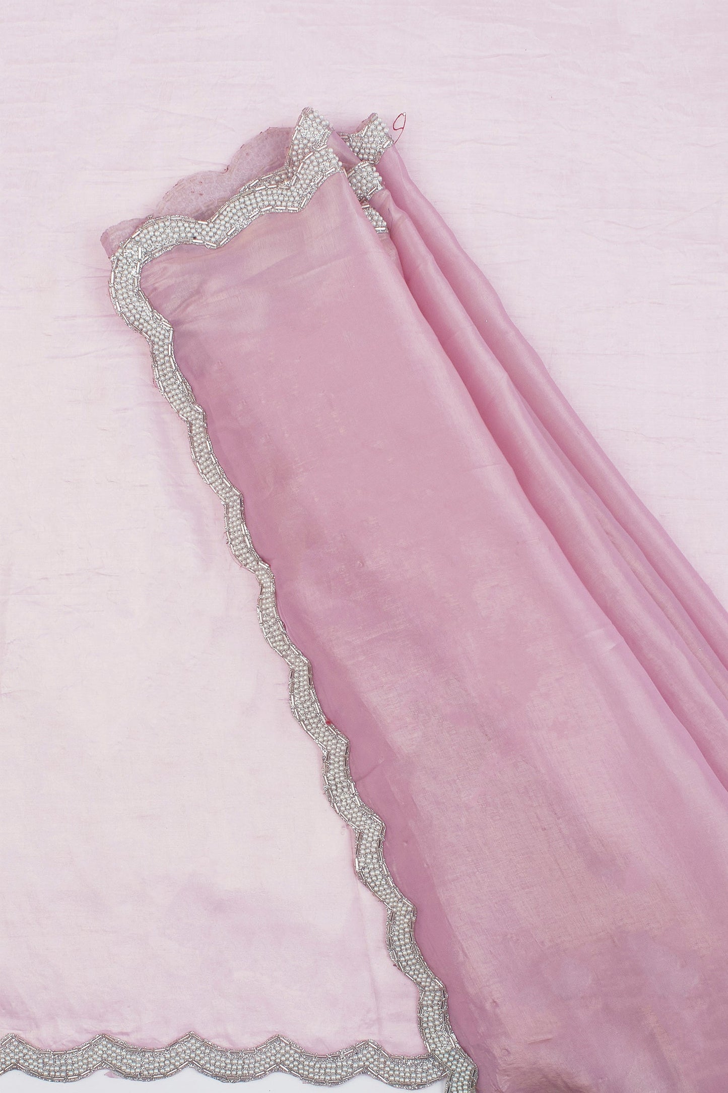 Teejh Kaanch Onion Pink Shimmer Tissue Saree