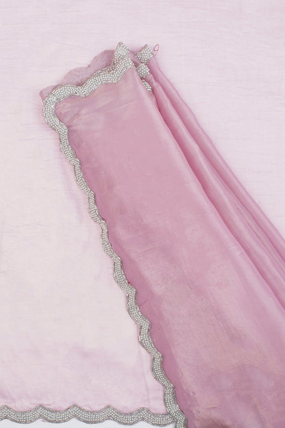 Teejh Kaanch Onion Pink Shimmer Tissue Saree