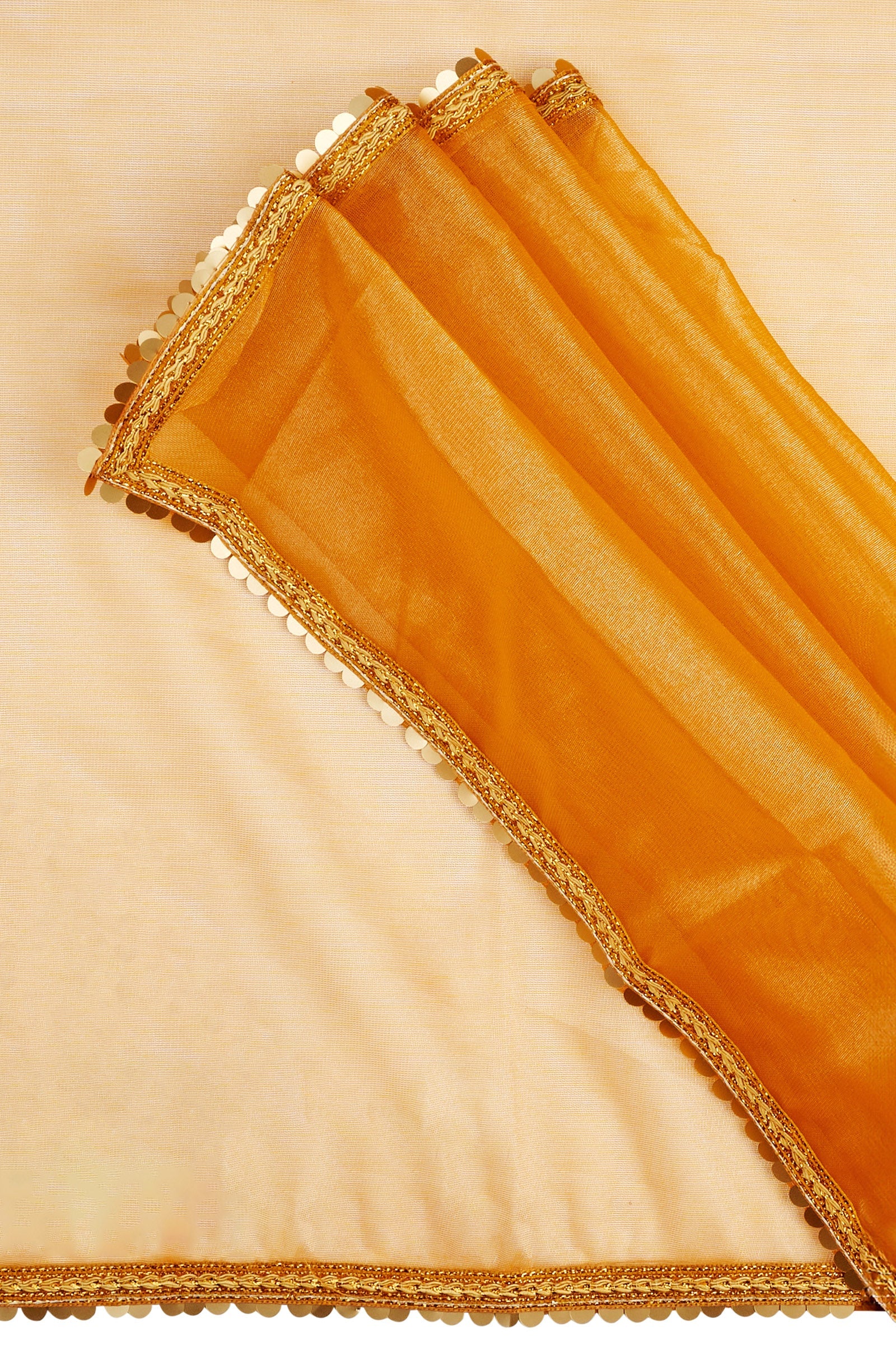 Teejh Iraja Mustard Yellow Net Saree