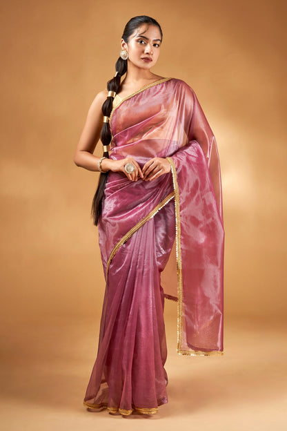 Teejh Iraja Burgundy Net Saree