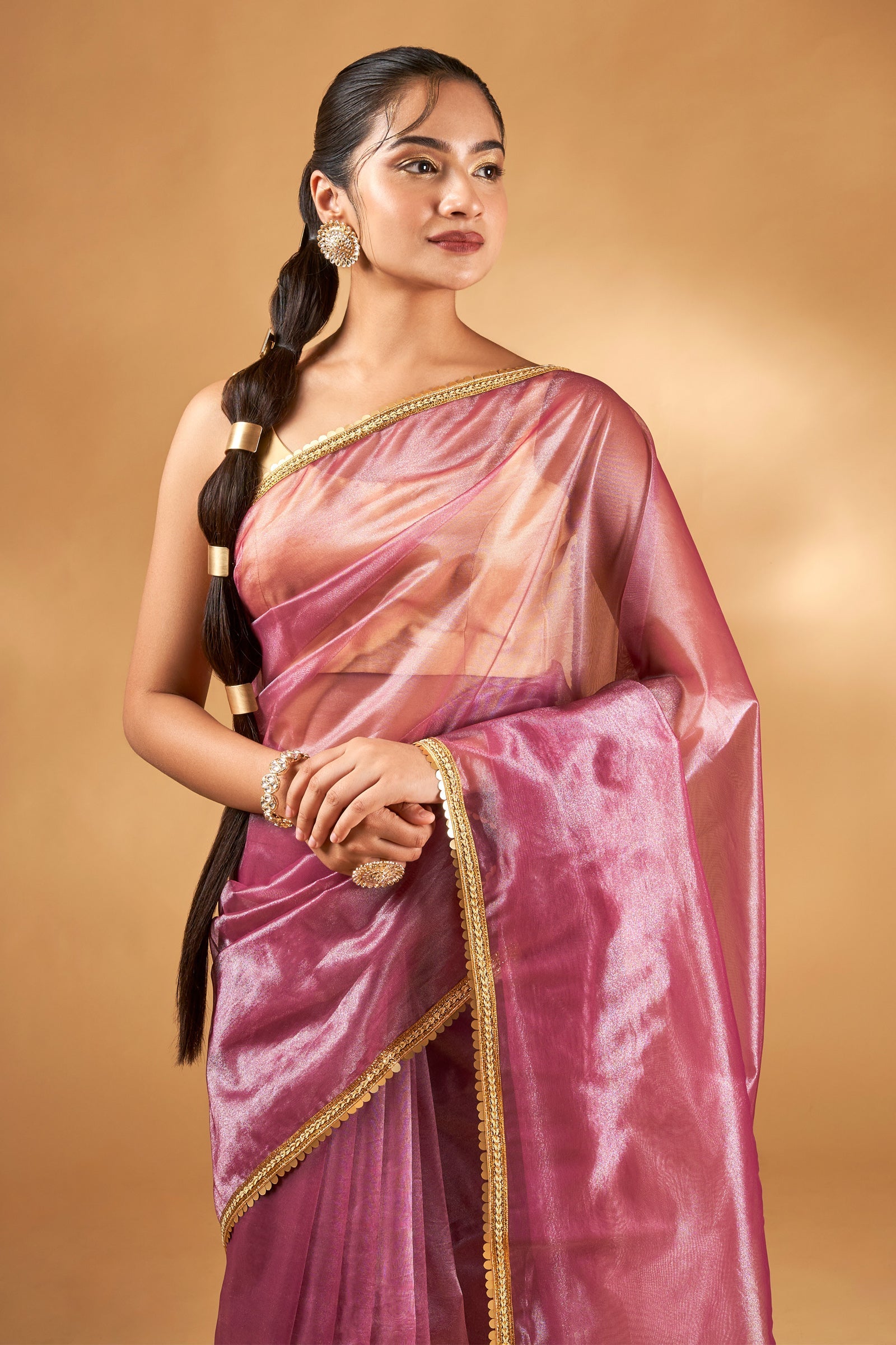 Teejh Iraja Burgundy Net Saree