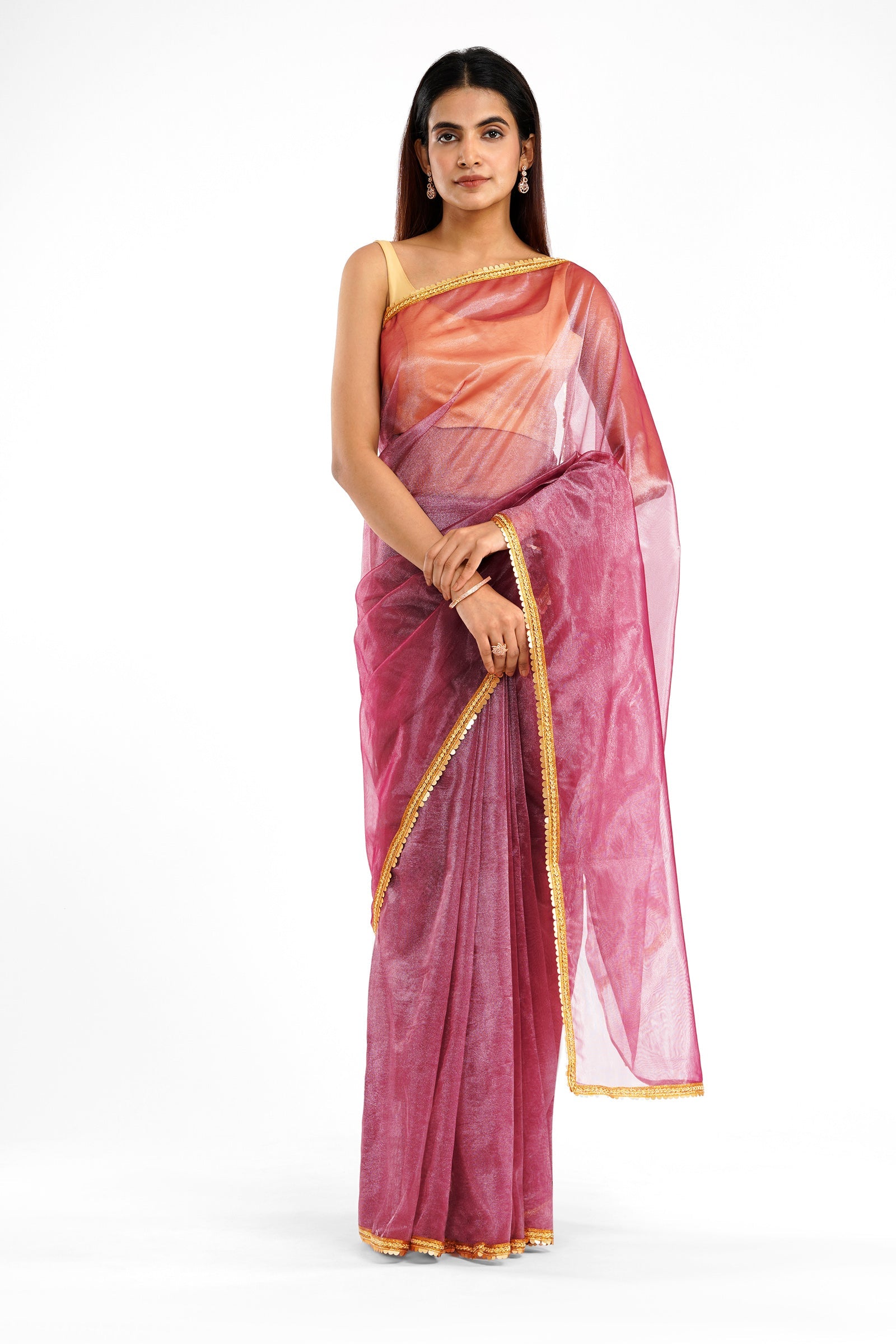 Teejh Iraja Burgundy Net Saree