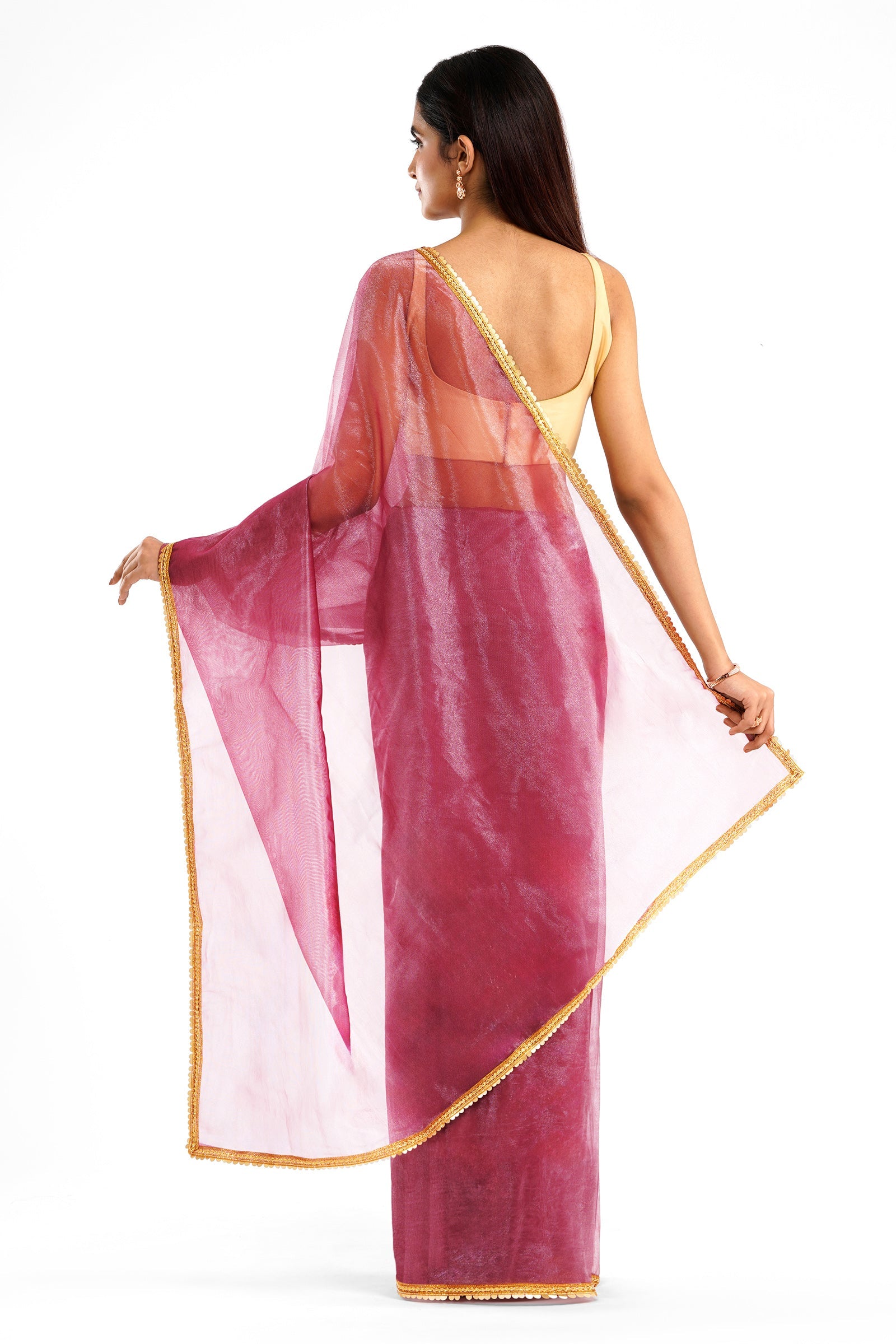 Teejh Iraja Burgundy Net Saree