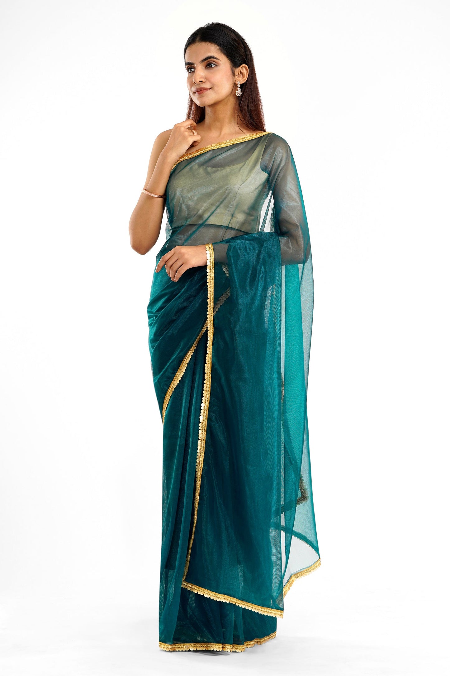 Teejh Iraja Teal Net Saree