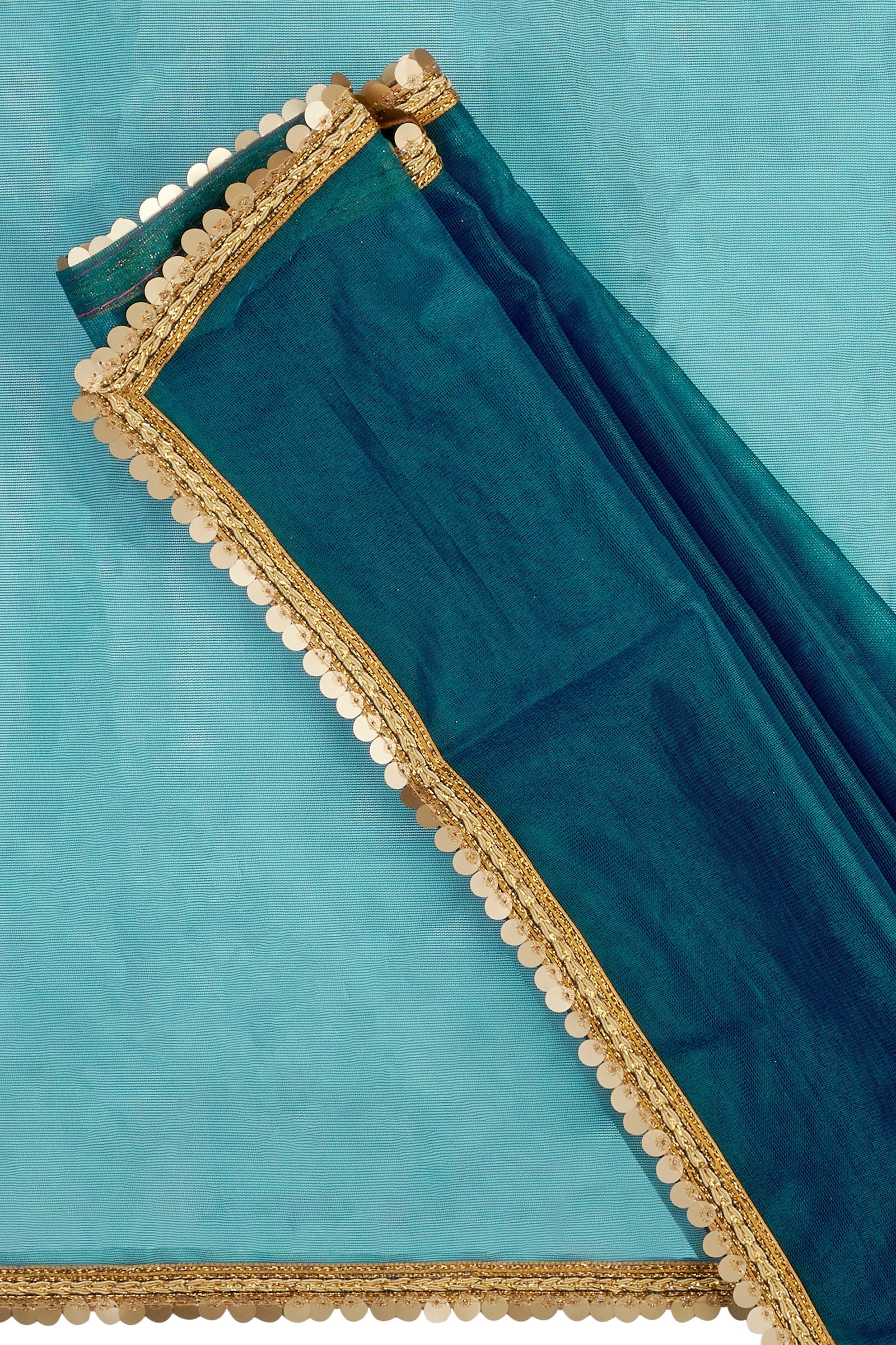 Teejh Iraja Teal Net Saree