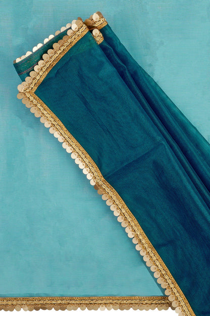 Teejh Iraja Teal Net Saree