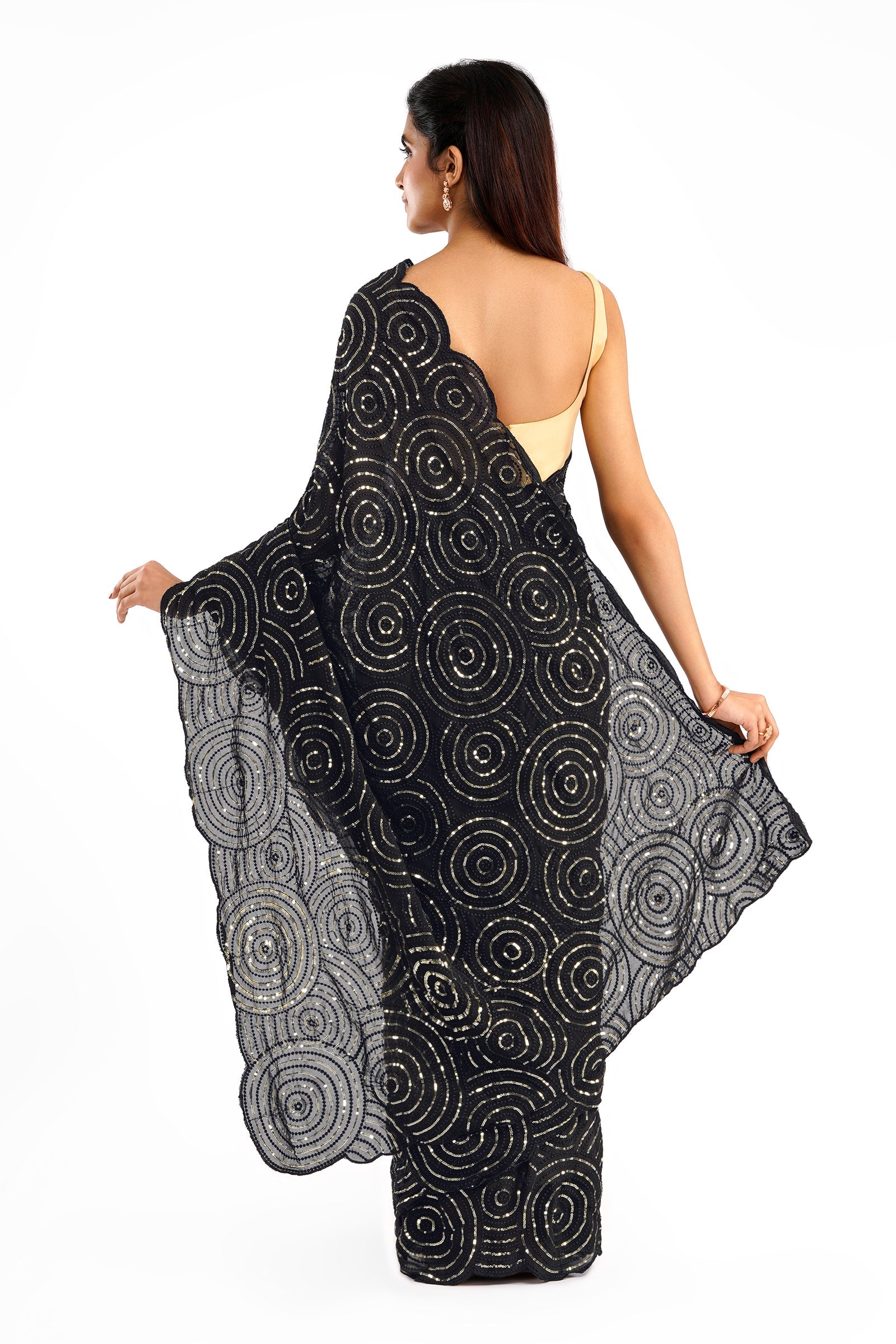 Teejh Chamkila Black Georgette Saree