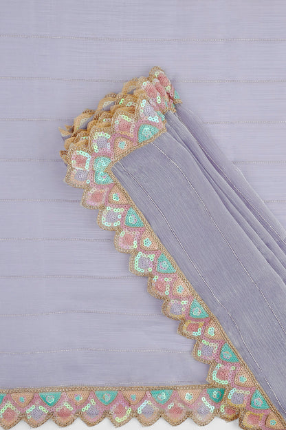 Teejh Rangeen Lavender Shimmer Tissue Saree