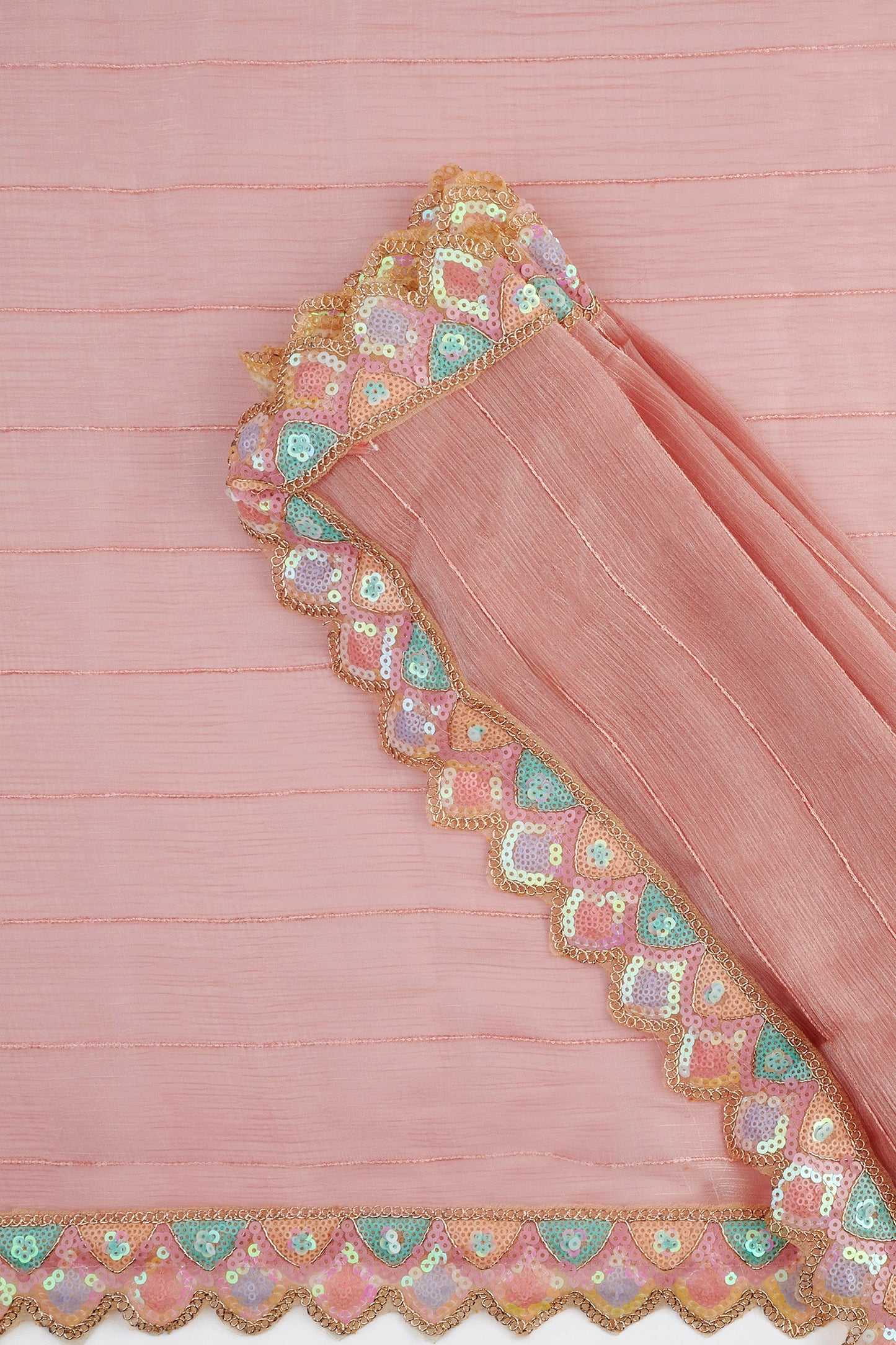 Teejh Rangeen Pink Shimmer Tissue Saree