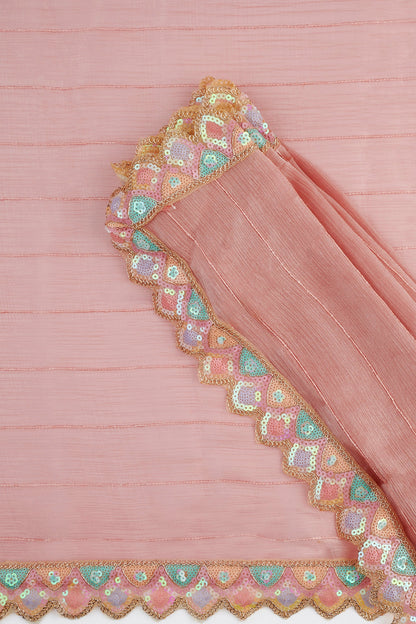 Teejh Rangeen Pink Shimmer Tissue Saree