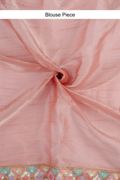 Teejh Rangeen Pink Shimmer Tissue Saree