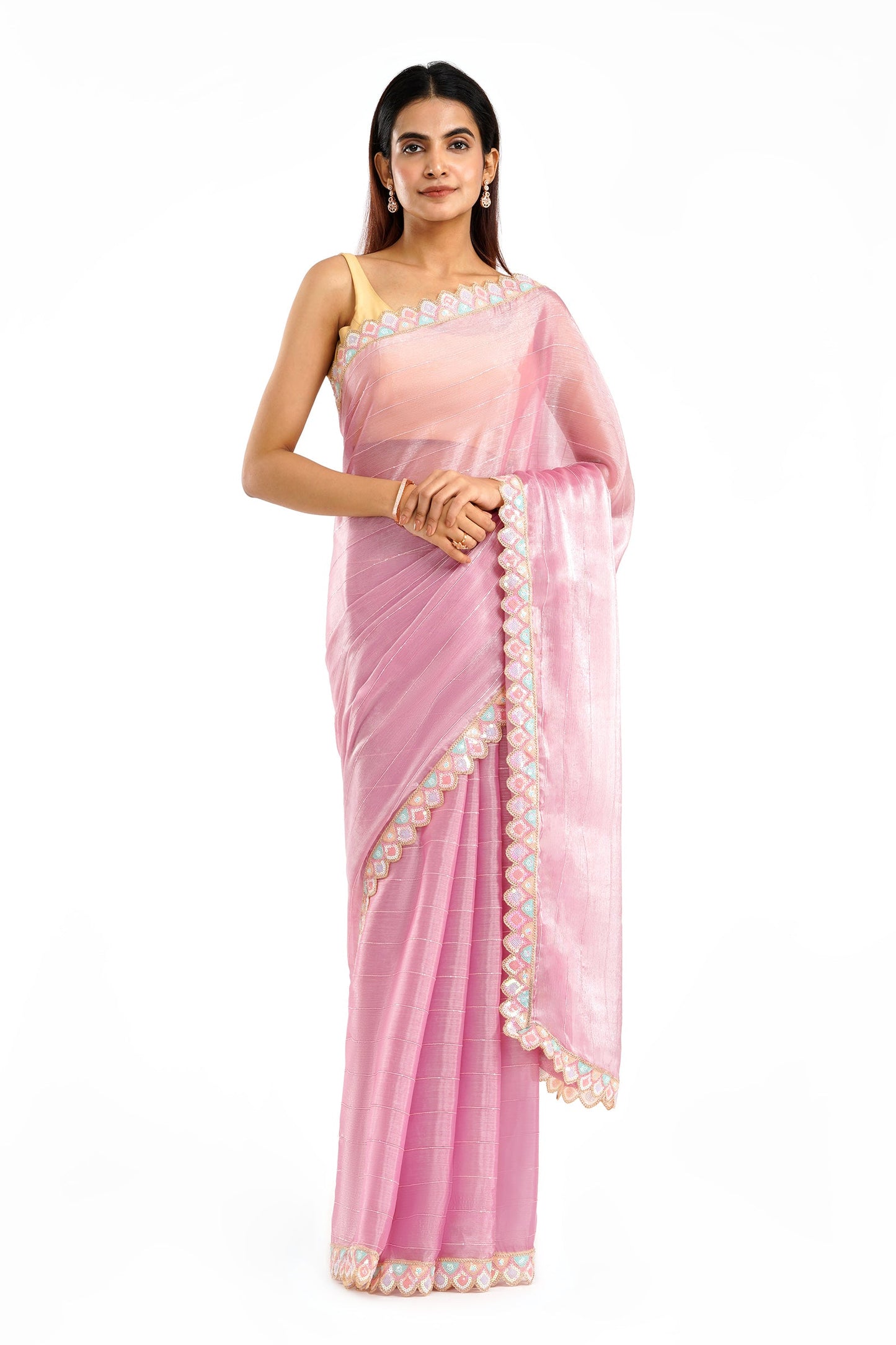 Teejh Rangeen Lilac Shimmer Tissue Saree